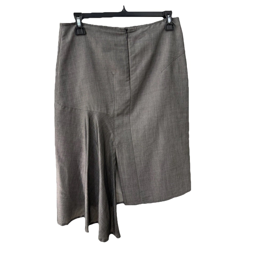 Philippe Adec Skirt 4 Grey Asymmetric Wool Silk Blend Draped Career Portugal‎
